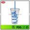 16oz bpa free double wall plastic cup with spiral straw