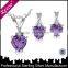 Purple crystal pendant necklaces, heart shape purple amethyst pendant