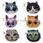 New style plush 3D printed cat shape coin purse cat coin purse