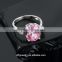 Women romantic pink Clear Cubic Zirconia silver gold plated wedding rings for valentine's day