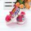 Newest selling kids latest dress shoes western pink flower baby shoes