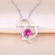 2016 trending product sterling silver cubic zirconia heart shape pendant necklaces