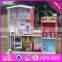 2016 new design full size children pretend play wooden uptown dollhouse with furniture W06A152