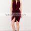 crossover ruched detail open back mature party wear velvet dress women sexy