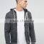 Custom Long Sleeve With Hood Dark Grey Brinded Tab Men's 60% Cotton 40% Polyester Casual Blank Zipper Hoodies