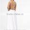 gold white combine beaded halter full length chiffon party wear