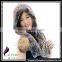 CX-C-242G Women Fashion Knitted Fur Hooded Scarf Rex Rabbit Fur Hat