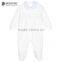 Quilited 100% Cotton Newborn Baby Clothes Long Sleeve Handmade Smocked Plain White Baby Romper