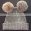 Bestknit Double Rabbit Fur Pompom Baby Hat