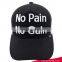 Dongguan baseball cap factory cheap blank baseball cap with no pain no gain letters printing