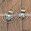 Bohemian purple suede flower pearl pendant earring concentric circle silver hoop earrings