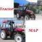 China engine 4 wheel tractor with front loader and bakchoe