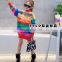 Girls' rainbow color matching striped Knitted Top fall / winter 2020 new Korean children's loose medium length sweater