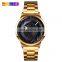 skmei 9210 golden wrist watches couple stainless steel quartz watches