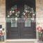 villa house main front eyebrow top design ventilation double glass window casement opening modern entrance wrought iron doors