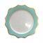Gold Rimmed European Style High Grade Aqua Green Colored Porcelain Ceramic Charger Plate Dinner Set Tableware