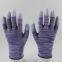 purple and white polyester knitted PU fingers coated safety work gloves anti-dirt breathable comfortable flexible