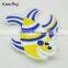 vivid blue and yellow lovely embroidery fish patch for children decoration WEF-062