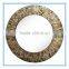 Amber color round MDF wooden and glass mosaic decorative bathroom wall mirror
