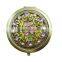 diameter 7cm fancy decorated round metal makeup mirror