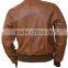 Men's Tan Leather Collar Bomber Jacket