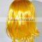 Short yellow silk wave wig with bangs for female N308