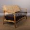Classical vintage style oak wooden upholstery double seat leisure chair