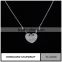 Heart Shape Czech Rhinestone Pendant Necklace /925 Sterling Silver Micro Pave Diamond