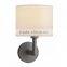 Factory price hot sale the lighting book tibet contemporary satin chrome wall light with fabric wall light shades