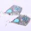 Rhombus Shape With Semi-precious Stone Ladies Earrings Designs Pictures