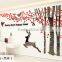 Forest tree deer crystal acrylic 3D three-dimensional wall stickers living room sofa bedroom TV background wall decoration stick