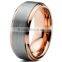 8MM Rose Gold Tungsten Carbide Ring, Brushed Two Tone Tungsten Carbide Ring, Hot Sale Tungsten Ring