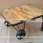Industrial Vintage furniture Coffee table, Reclaimed wood Coffee table with wheels