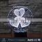 2017 Amazing Romantic night 3d led lamp wholesale night light bases