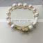 9-10mm AAA White Nearly Round Freshwater Pearl Bracelet