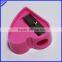 One hole plastic novelty heart shaped pencil sharpener