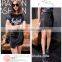2016 winter black new design pu leather mini short lady skirt wholesale