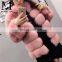 2017 New Latest Girls Fox Fur Coat With Trim / Ladies Long Coat Design