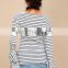 2017 latest women white striped long sleeve tops