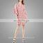 2016 OEMODM Custom Women Summer Style Long Sleeve Short Plaid Printed Slim Fashion New Dress Women's Top