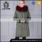 Long Korean popular khaki removable fur lined fur jackets for women
