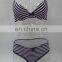 blue and pink stripe women underwear bra set