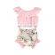 Orange sleeveless Top and flower printing shorts bummies Baby Girl summer suit