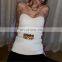 TWOTWINSTYLE Casual Strapless Women Tops Slash Neck Sleeveless Slim Short Knitting Vest