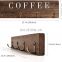 Wall Mounted Coffee Mug Holder Wooden Rustic Cup Organizer with Hooks shelf