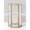 Morden Glass Gold Hexagon Hurricane With Mirror Bottom Glass Candle Box For Wedding Centerpieces Party Christmas