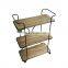 K&B hot sale wooden iron brown modern 3-tier dismountable folding storage hand trolley cart