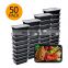 Hot Sale Houseware Safe Durable Plastic Reusable Food Fresh-Keeping Meal Prep Storage Containers