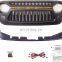 Front Grill Cover Matte Black with Amber LED Running Lights for 2018 and Up Jeep Wrangler JL JLU JT Gladiator Accessories