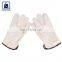 White Color Straight Thumb Color Binding Fashionable Leather Gloves Supplier